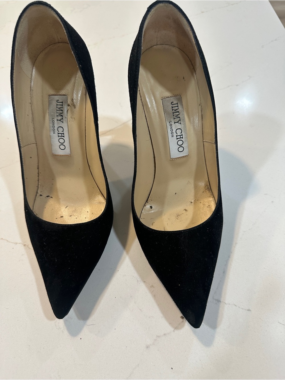 Jimmy Choo Abel Black Suede Pointed-Toe Pumps
